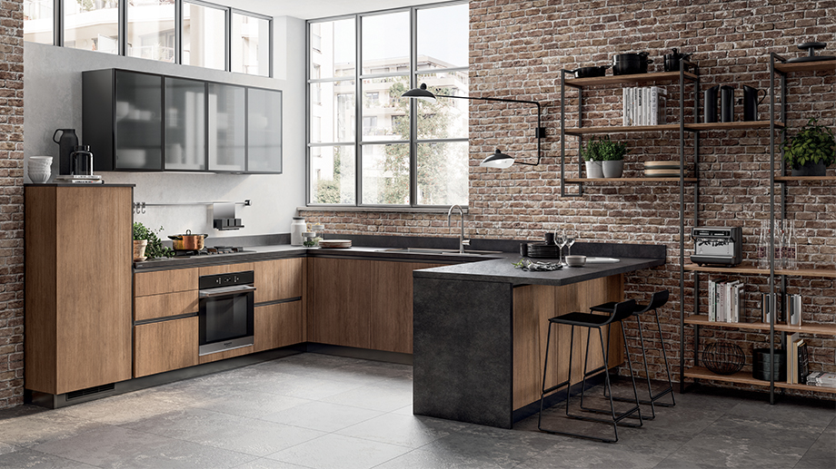 Cucina con penisola . Sax Scavolini