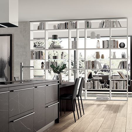 Sistema Parete Fluida come trait d’union tra cucina e living