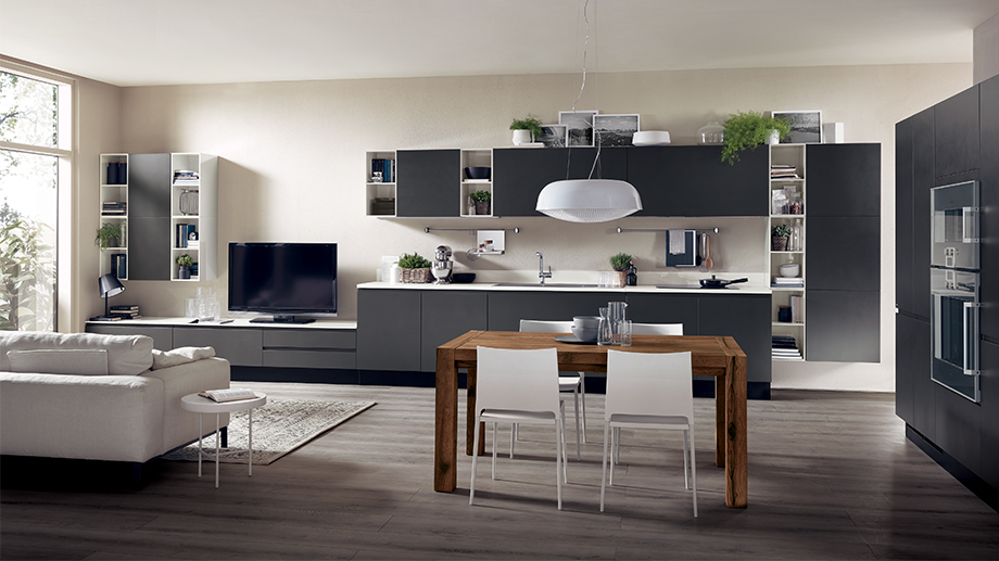 Cucina e soggiorno integrati - Motus - Scavolini
