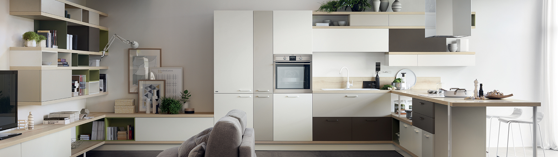 Soggiorno con cucina a vista - Scavolini