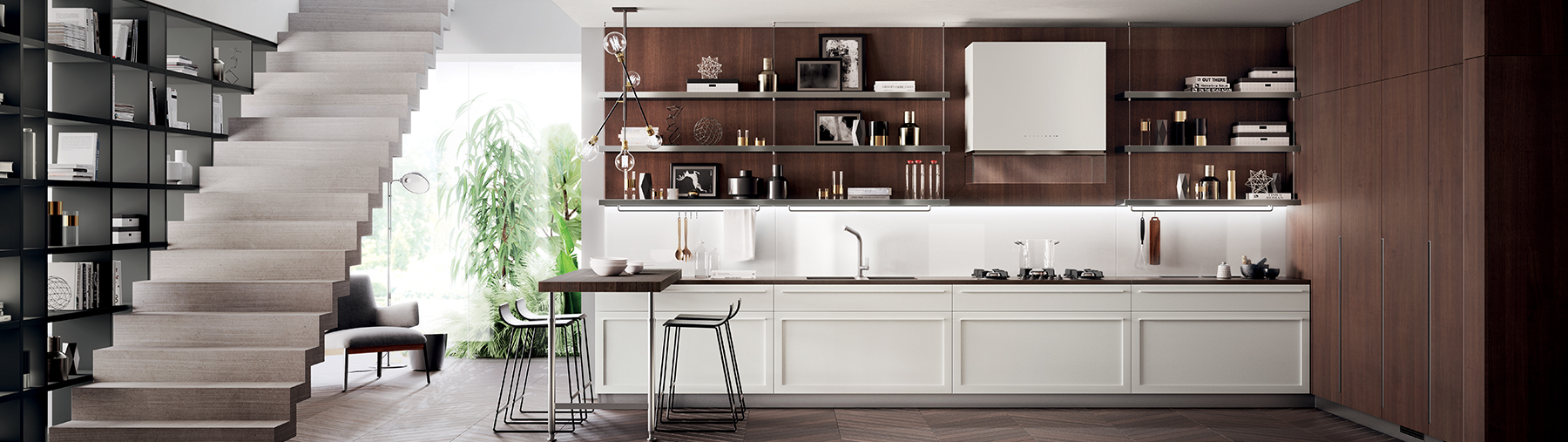 Cucina con banco colazione