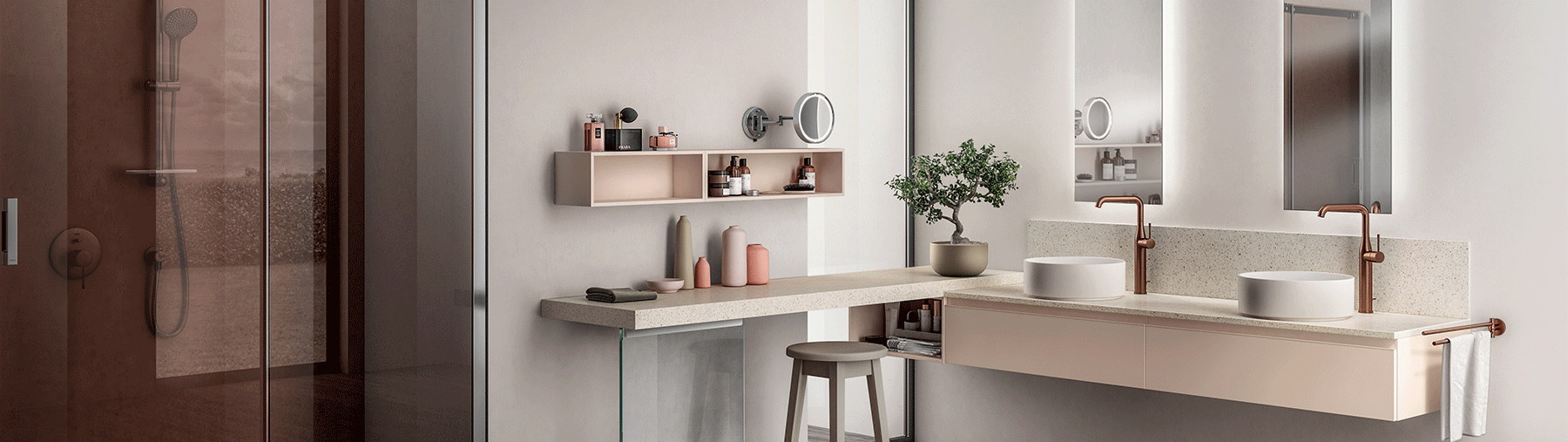 Mobili bagno colore Cipria - Tratto